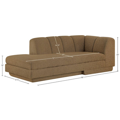 Modari Brown Fabric Upholstered Right Arm Chaise