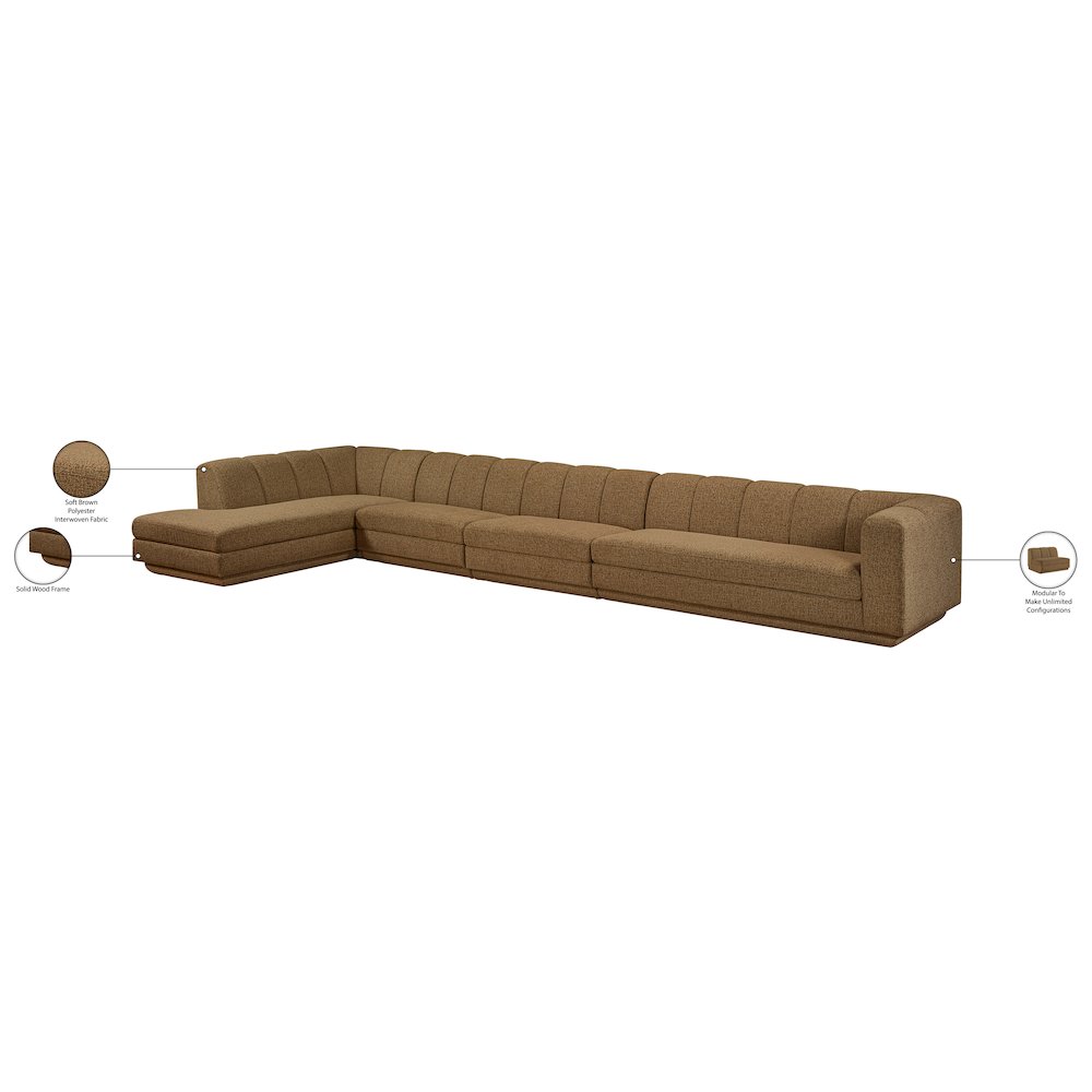 Modari Brown Fabric Upholstered 4pc. Modular Sectional