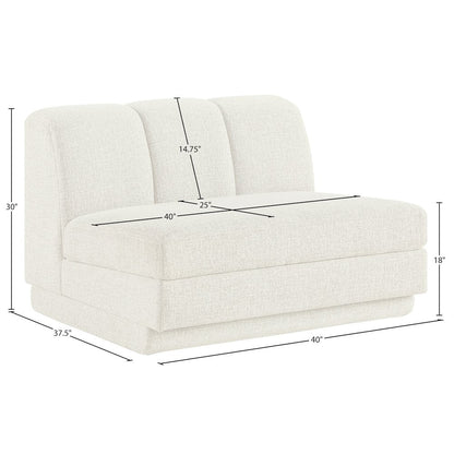 Modari Cream Fabric Upholstered Armless Chair