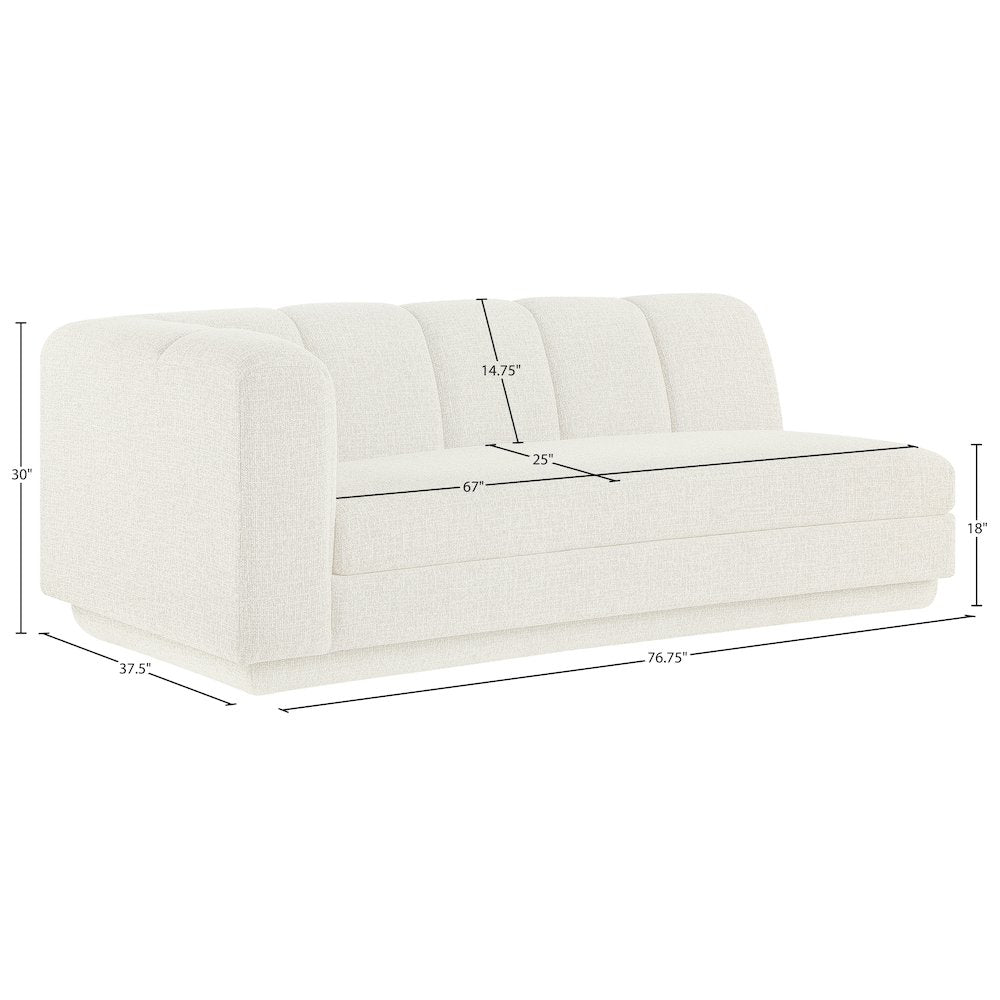 Modari 76.75" Cream Fabric Upholstered Left Arm Sofa