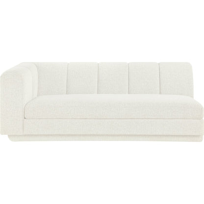 Modari 76.75" Cream Fabric Upholstered Left Arm Sofa