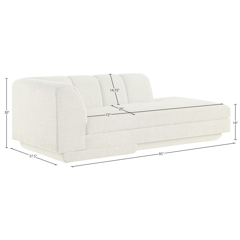Modari Cream Fabric Upholstered Left Arm Chaise