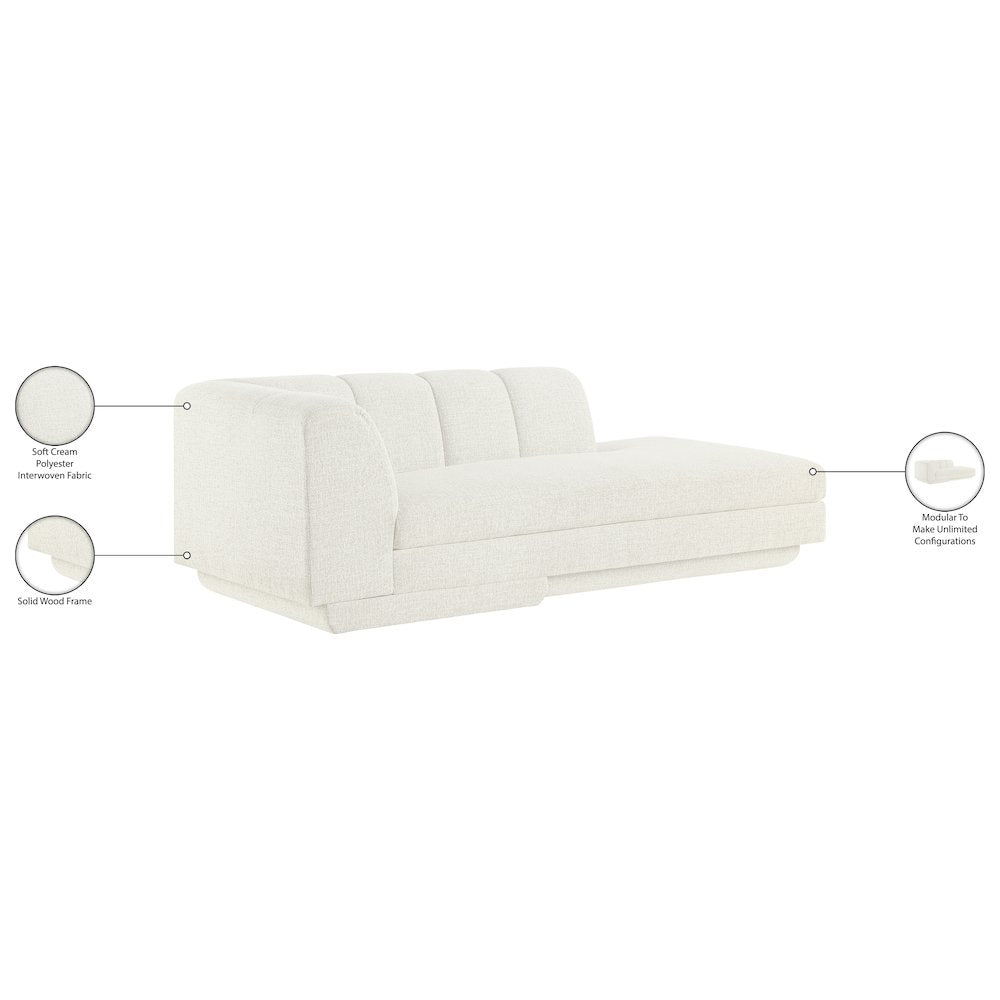 Modari Cream Fabric Upholstered Left Arm Chaise