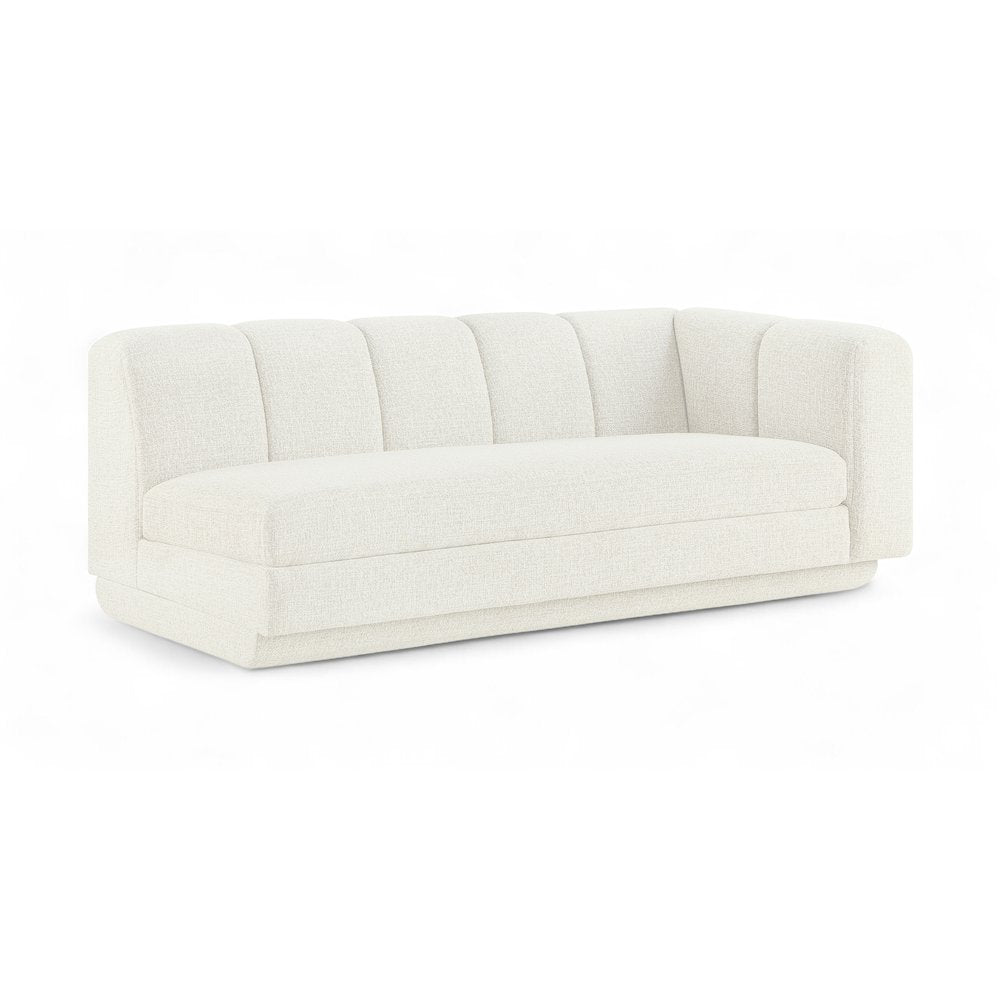 Modari 76.75" Cream Fabric Upholstered Right Arm Sofa