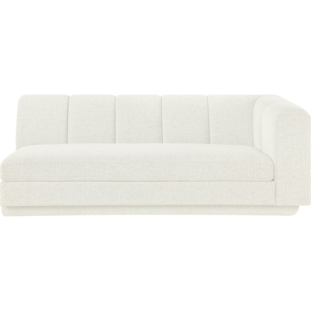 Modari 76.75" Cream Fabric Upholstered Right Arm Sofa