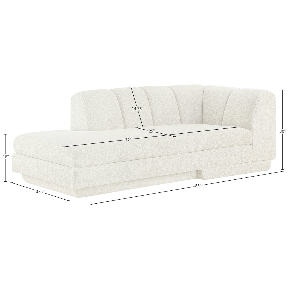 Modari Cream Fabric Upholstered Right Arm Chaise