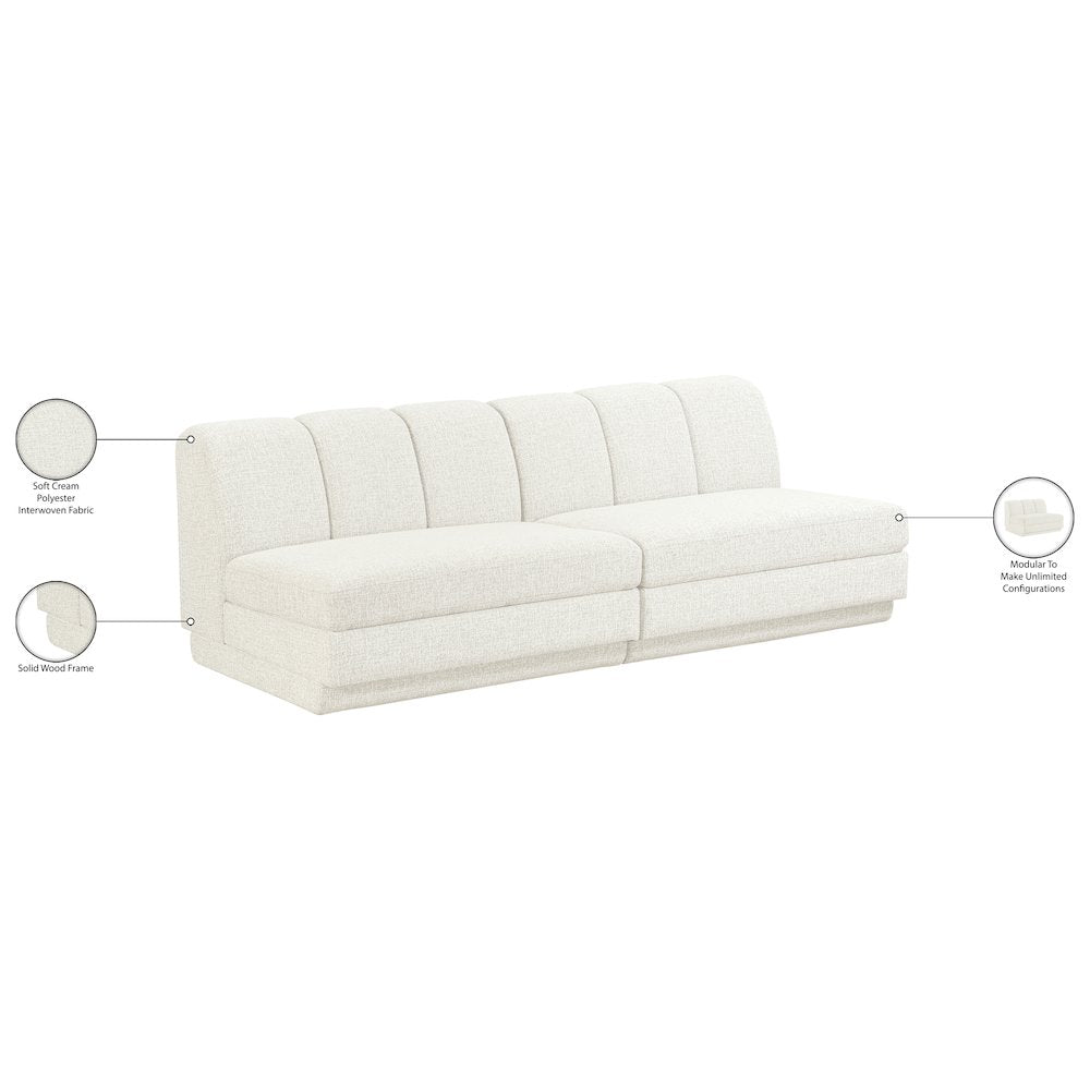 Modari Cream Fabric Upholstered 2pc. Modular Sofa