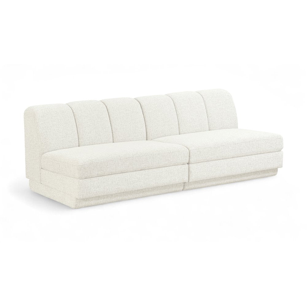Modari Cream Fabric Upholstered 2pc. Modular Sofa
