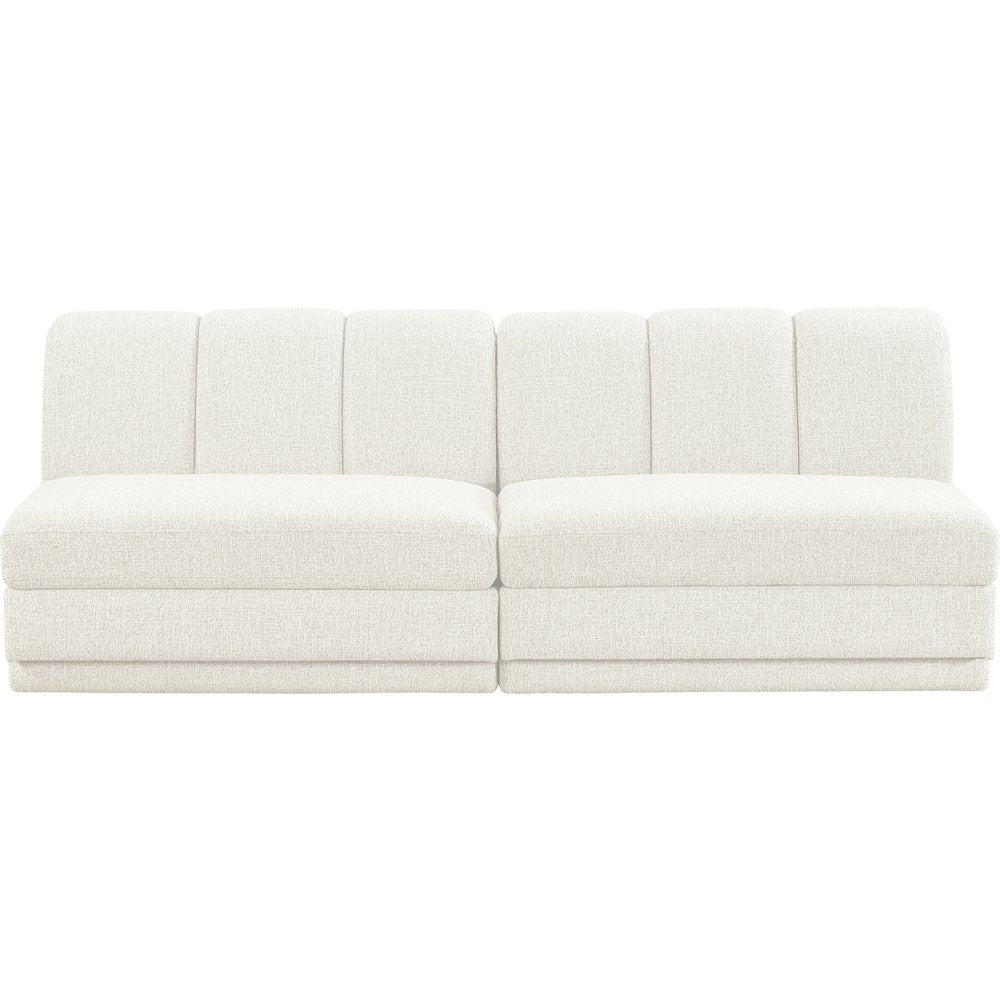 Modari Cream Fabric Upholstered 2pc. Modular Sofa