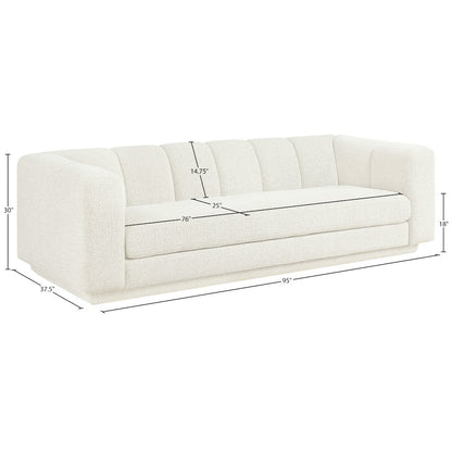 Modari 95" Cream Fabric Upholstered Sofa