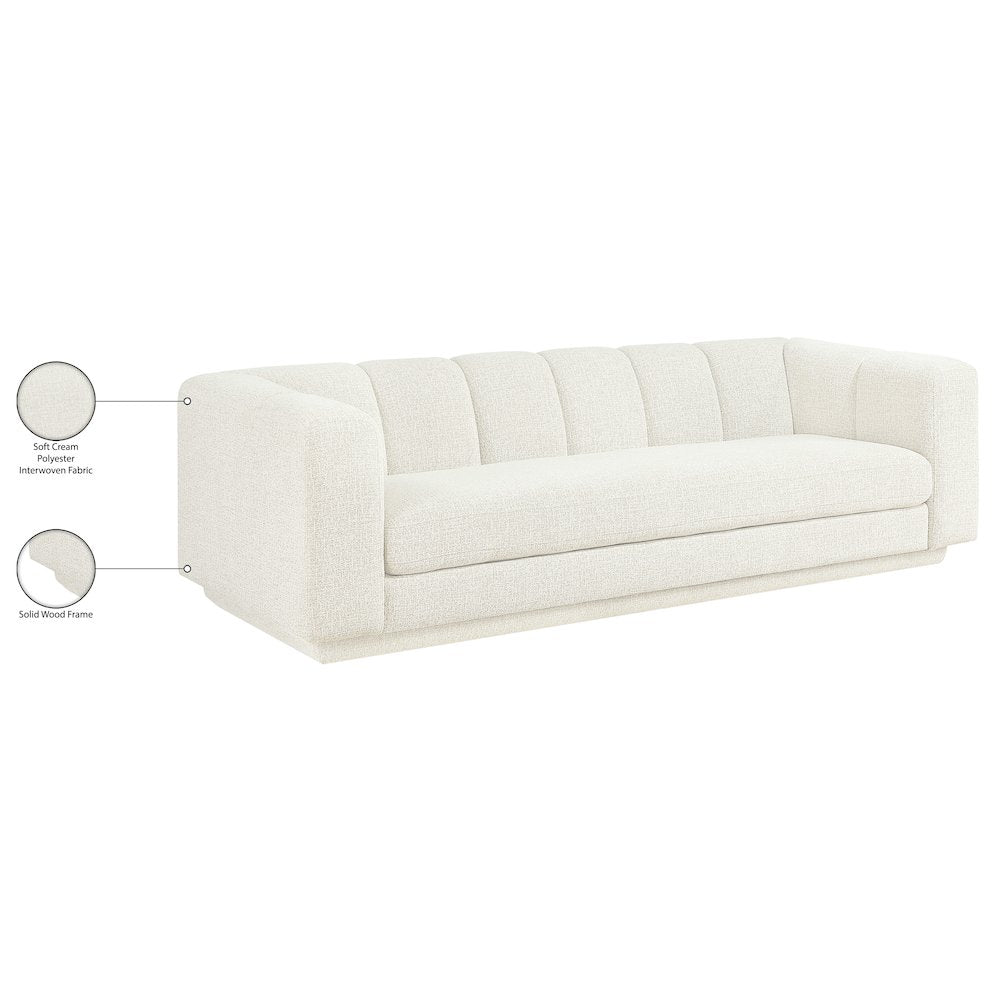 Modari 95" Cream Fabric Upholstered Sofa