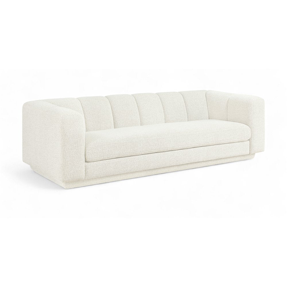 Modari 95" Cream Fabric Upholstered Sofa