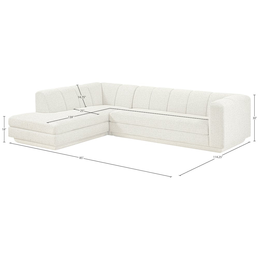 Modari Cream Fabric Upholstered 2pc. Modular Sectional