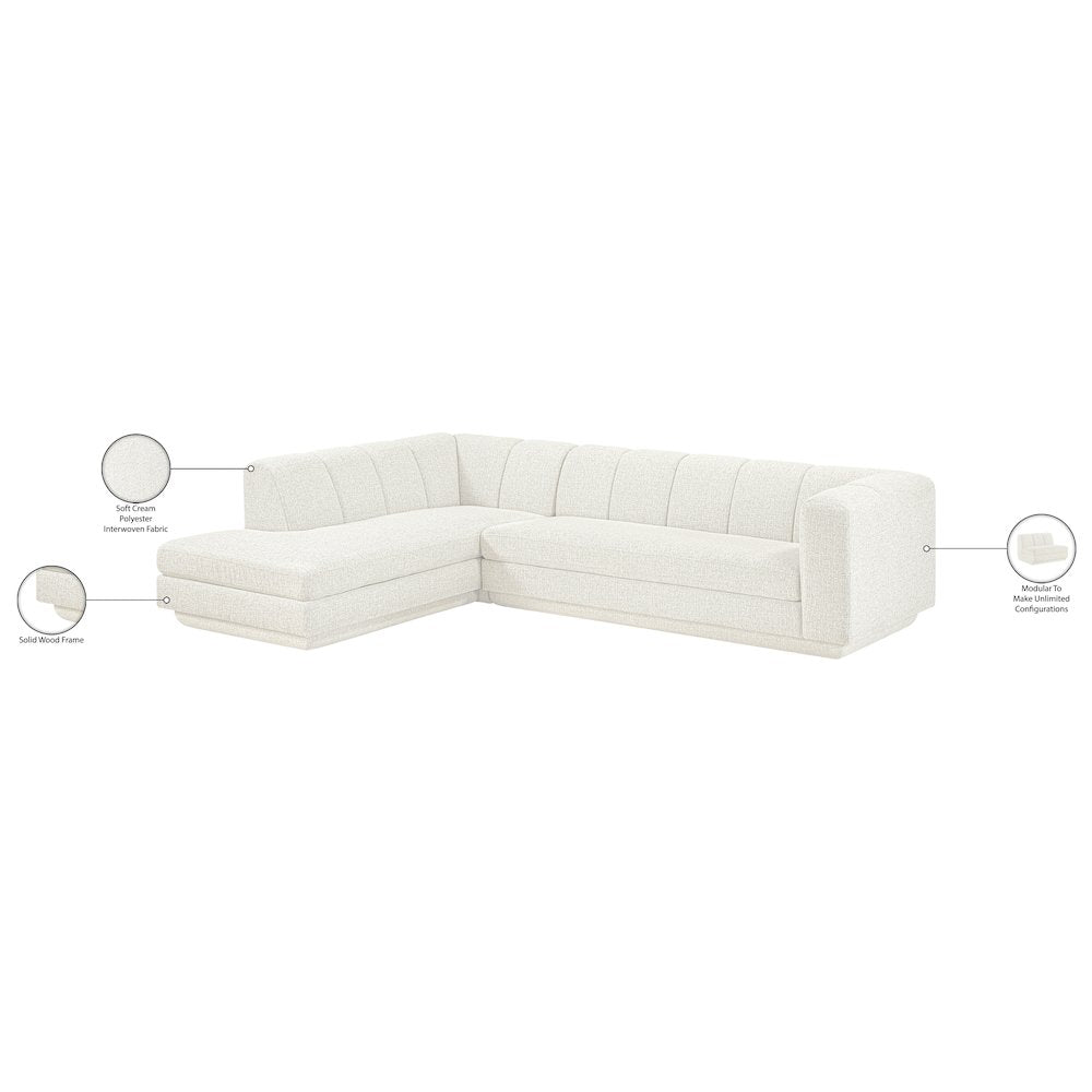 Modari Cream Fabric Upholstered 2pc. Modular Sectional