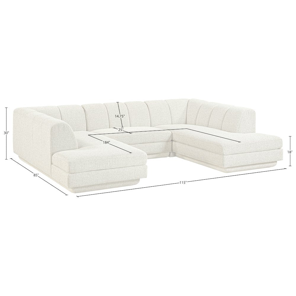 Modari Cream Fabric Upholstered 3pc. Modular Sectional