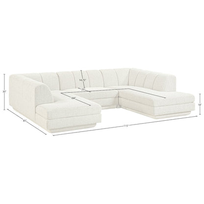 Modari Cream Fabric Upholstered 3pc. Modular Sectional