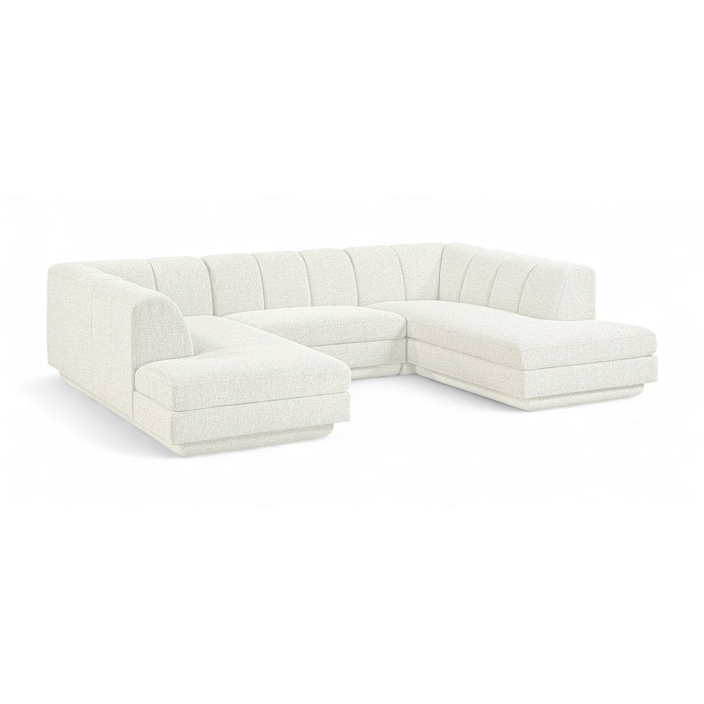 Modari Cream Fabric Upholstered 3pc. Modular Sectional