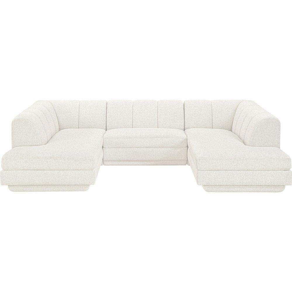 Modari Cream Fabric Upholstered 3pc. Modular Sectional