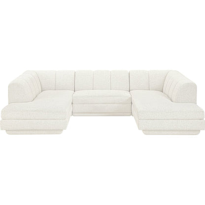 Modari Cream Fabric Upholstered 3pc. Modular Sectional