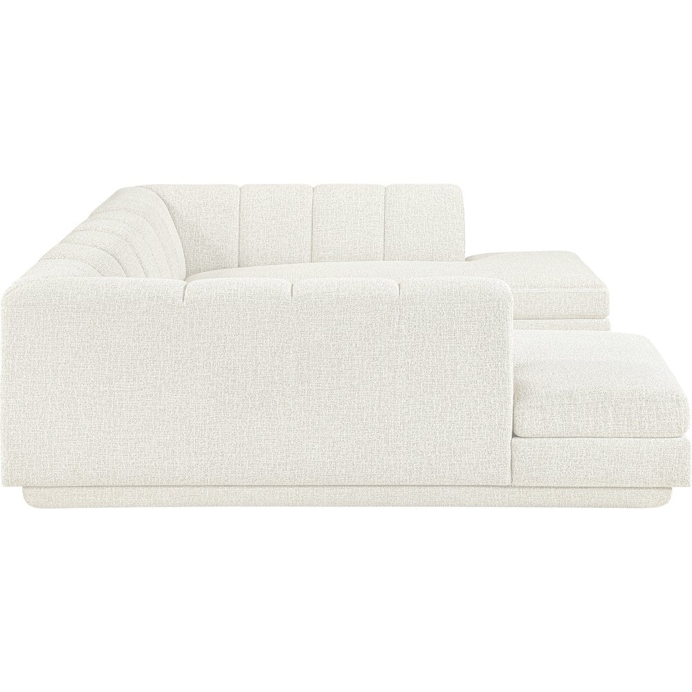 Modari Cream Fabric Upholstered 3pc. Modular Sectional