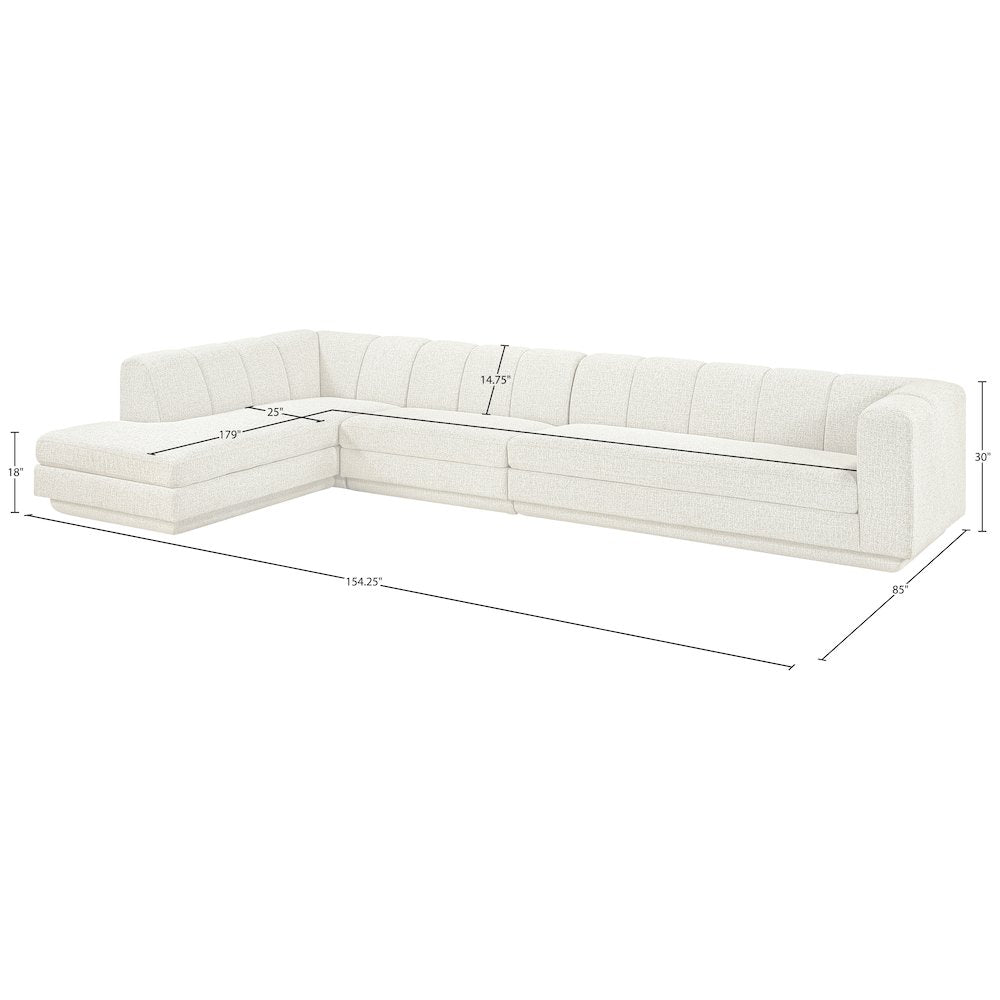 Modari Cream Fabric Upholstered 3pc. Modular Sectional