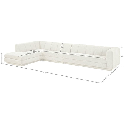 Modari Cream Fabric Upholstered 3pc. Modular Sectional