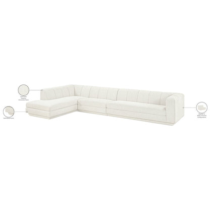 Modari Cream Fabric Upholstered 3pc. Modular Sectional