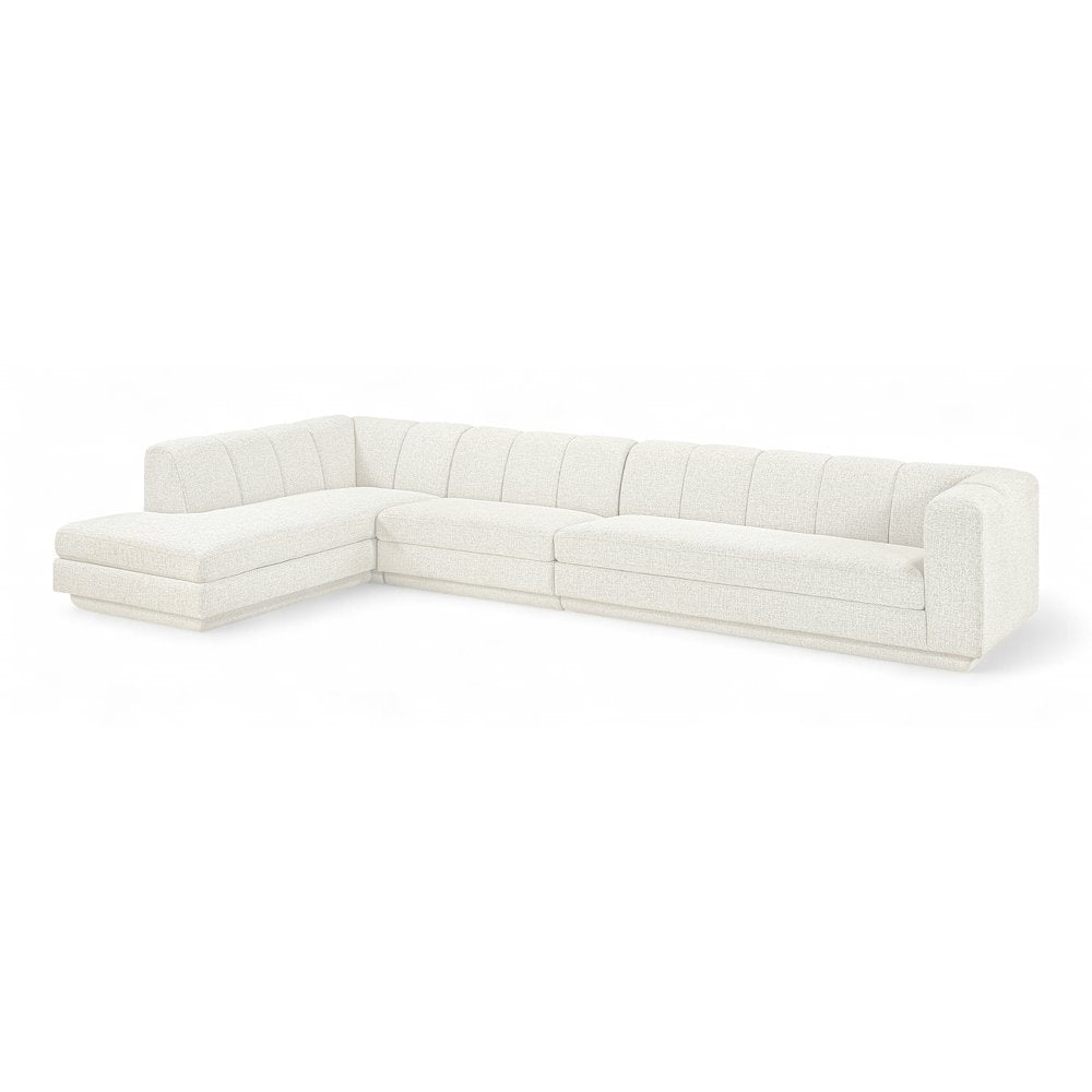 Modari Cream Fabric Upholstered 3pc. Modular Sectional