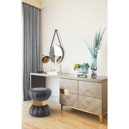 Vino Grey Velvet Ottoman/Stool
