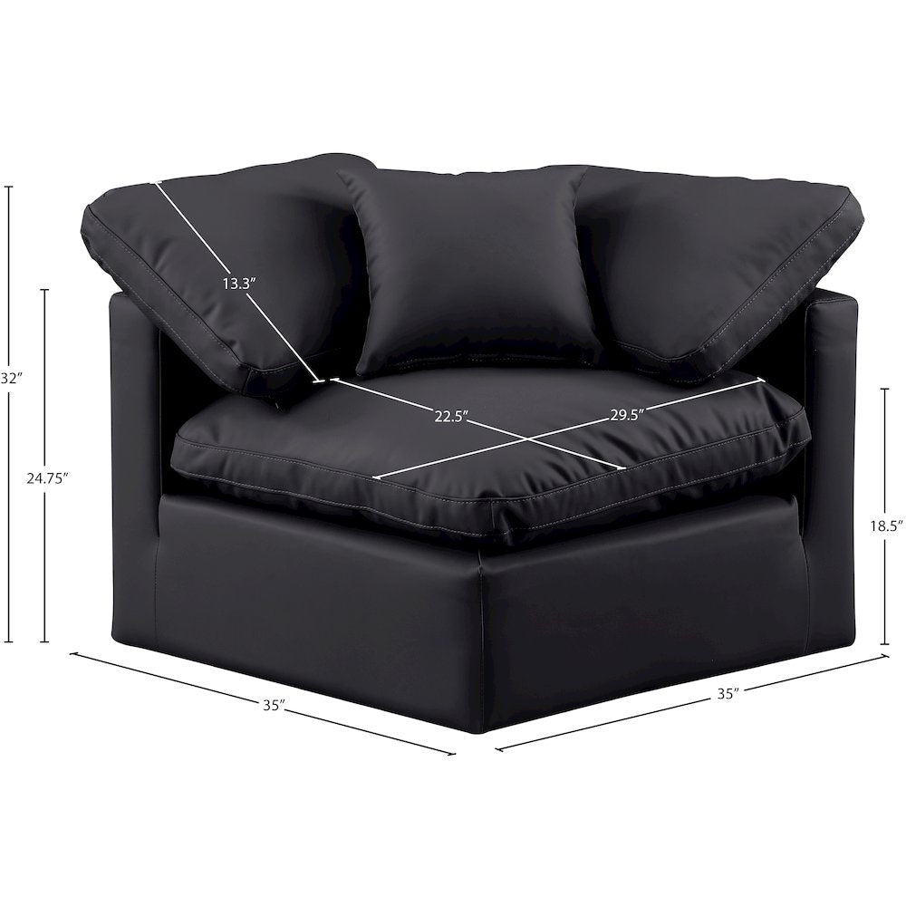 Indulge Black Vegan Leather Corner Chair