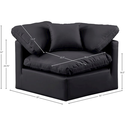 Indulge Black Vegan Leather Corner Chair