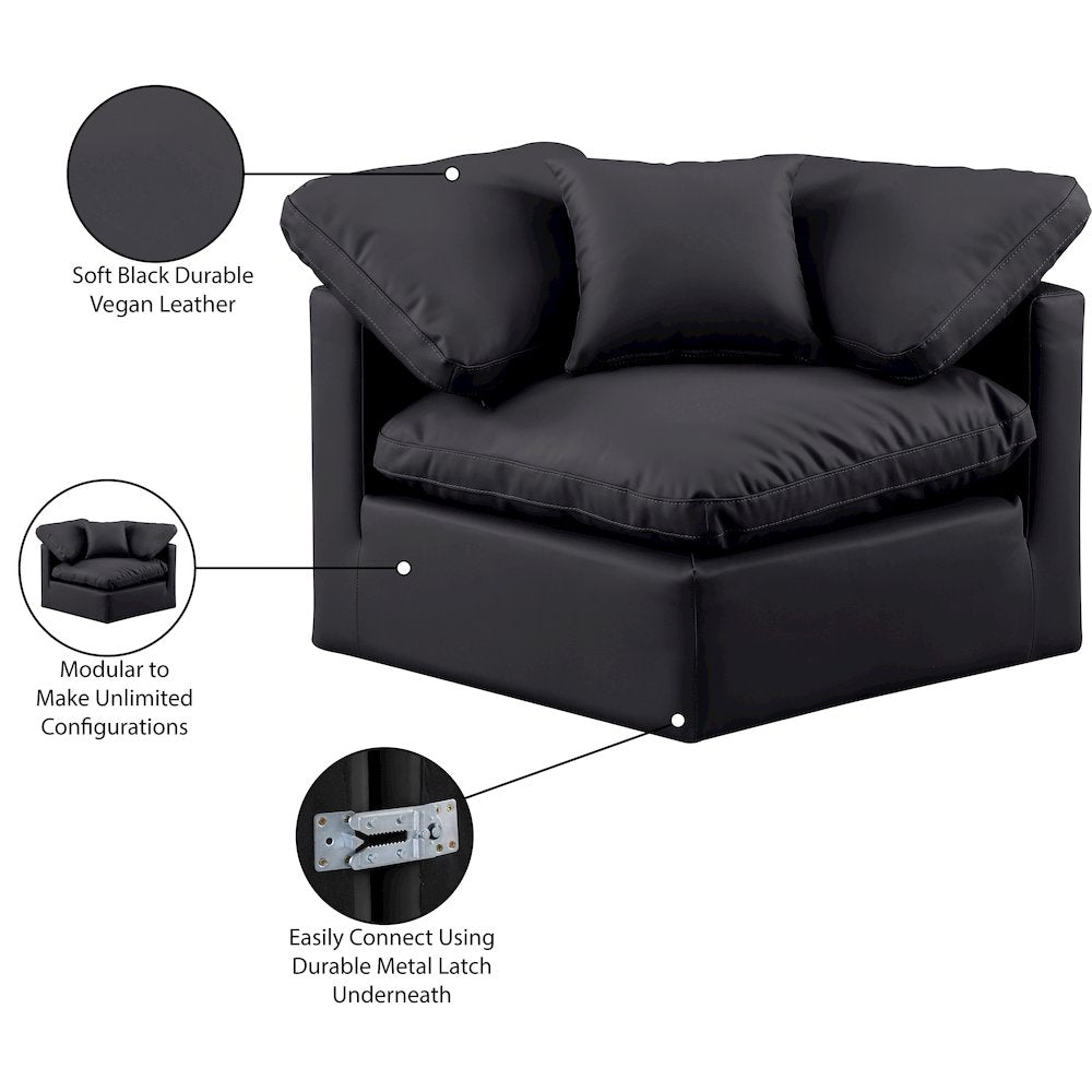 Indulge Black Vegan Leather Corner Chair