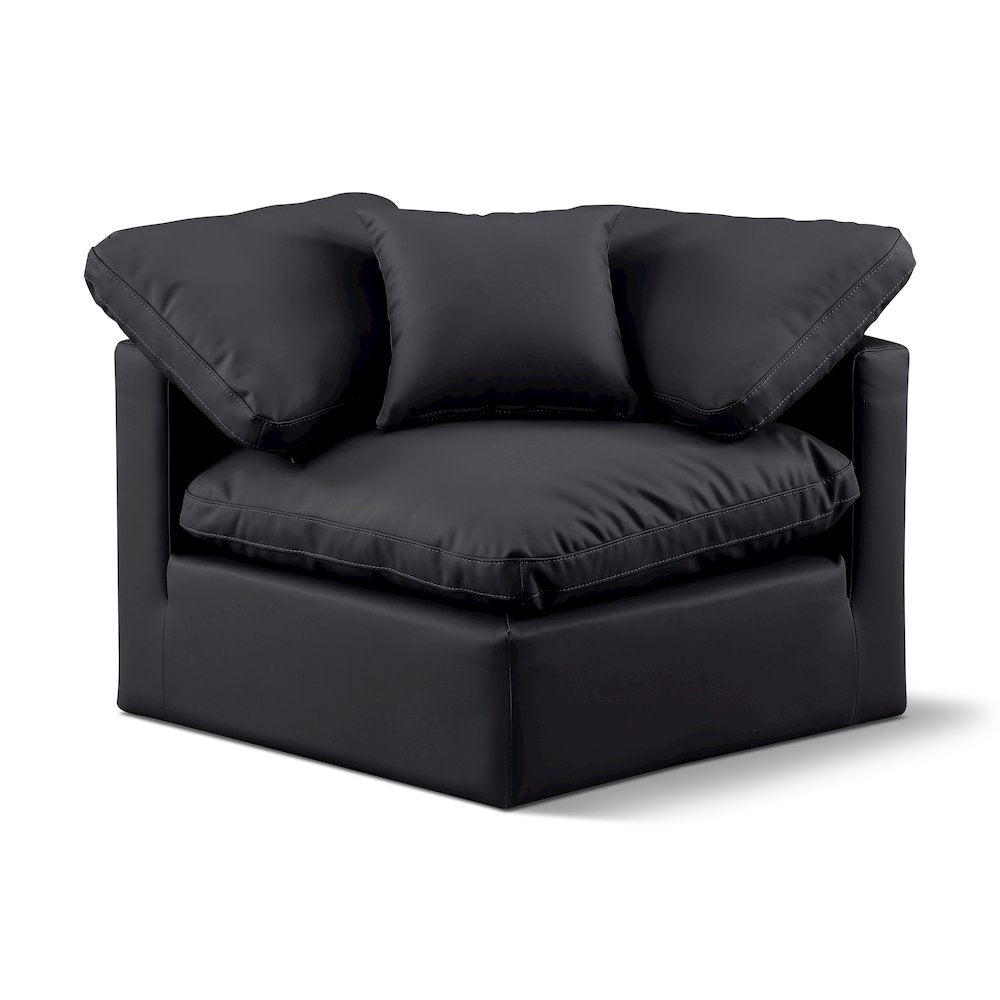Indulge Black Vegan Leather Corner Chair