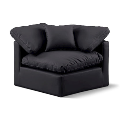 Indulge Black Vegan Leather Corner Chair