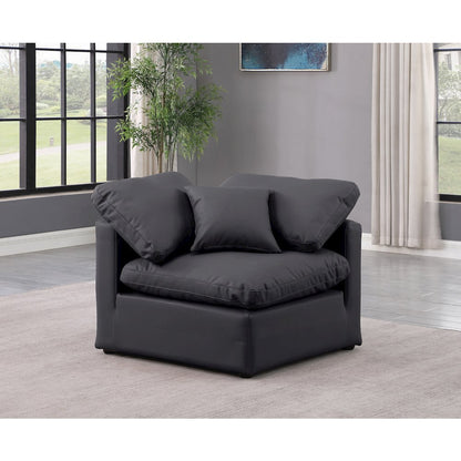 Indulge Black Vegan Leather Corner Chair
