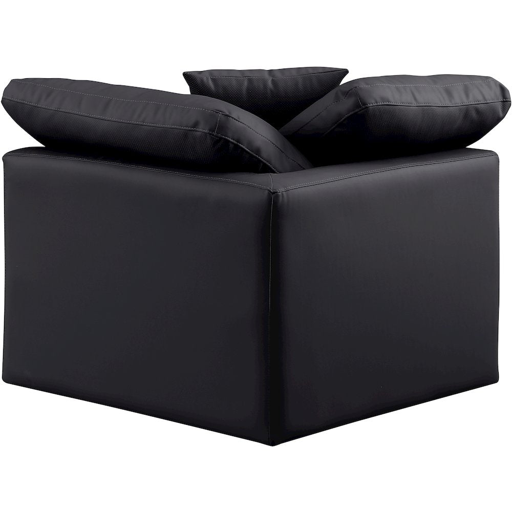Indulge Black Vegan Leather Corner Chair