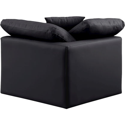 Indulge Black Vegan Leather Corner Chair