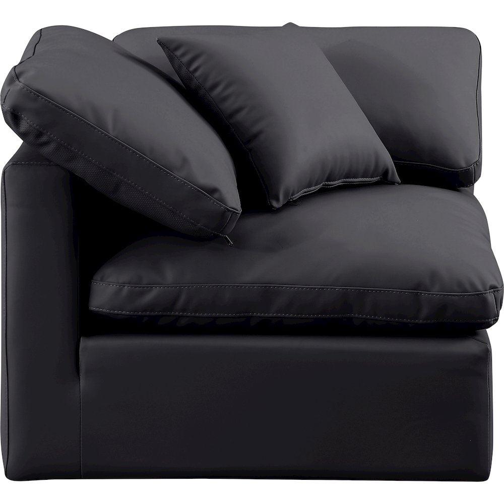 Indulge Black Vegan Leather Corner Chair