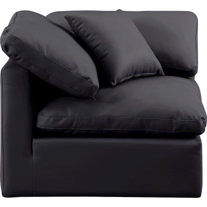 Indulge Black Vegan Leather Corner Chair
