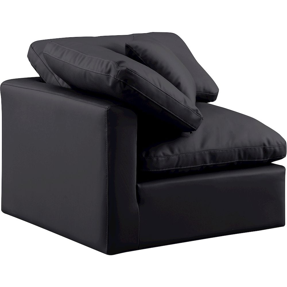 Indulge Black Vegan Leather Corner Chair