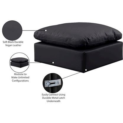 Indulge Black Vegan Leather Ottoman