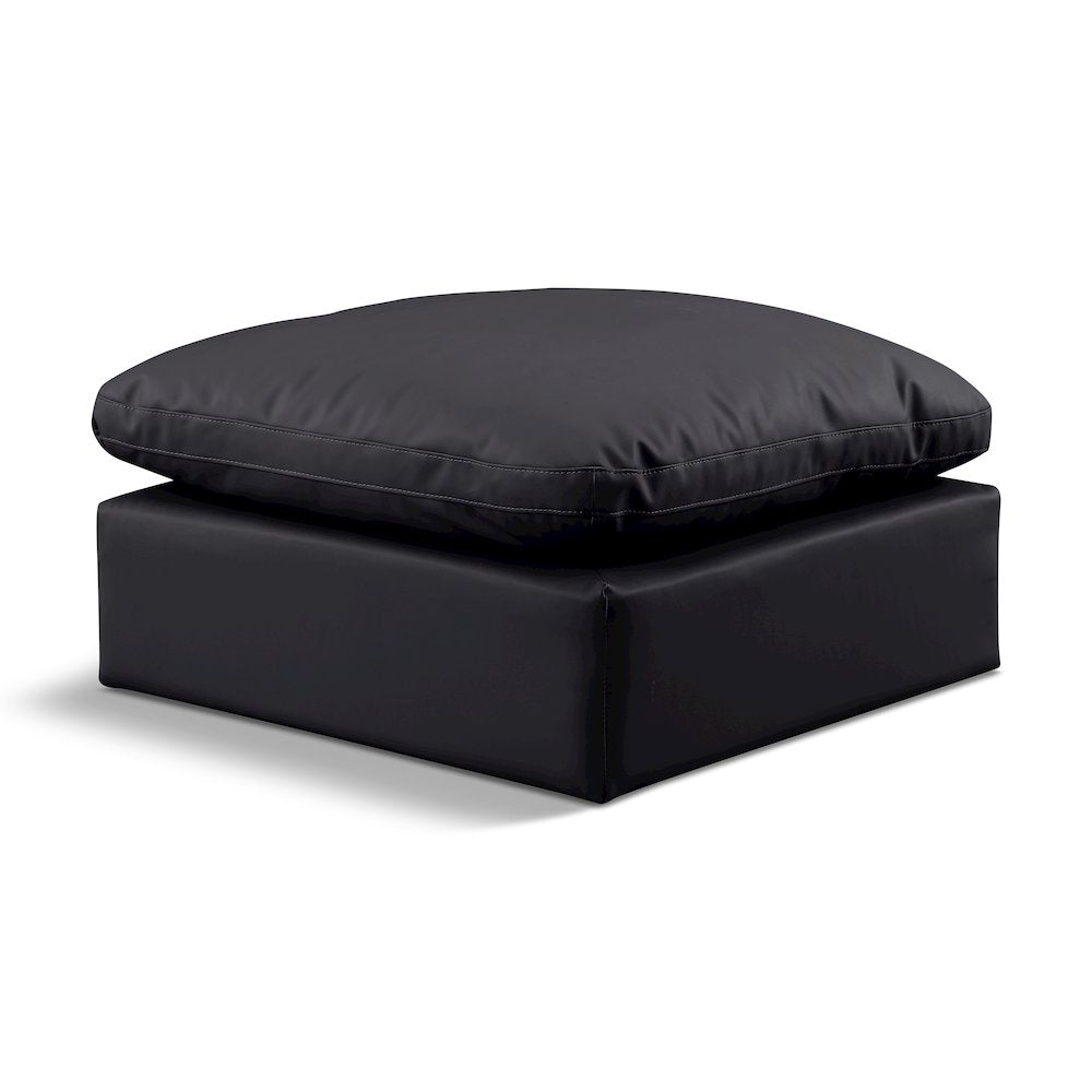 Indulge Black Vegan Leather Ottoman