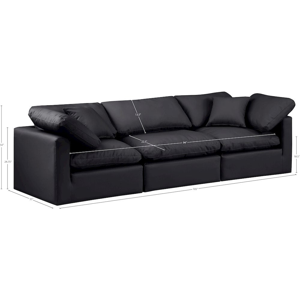 Indulge Black Vegan Leather Modular Sofa
