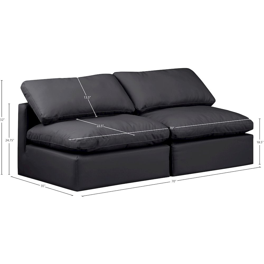 Indulge Black Vegan Leather Modular Sofa
