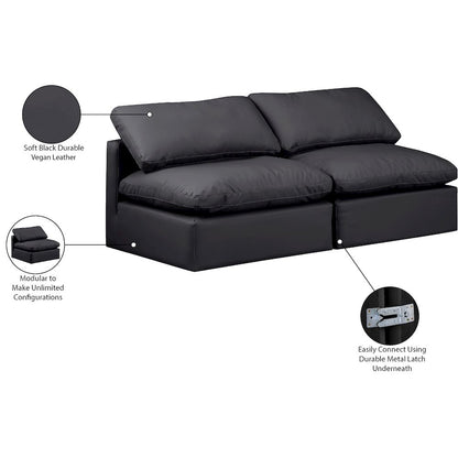 Indulge Black Vegan Leather Modular Sofa