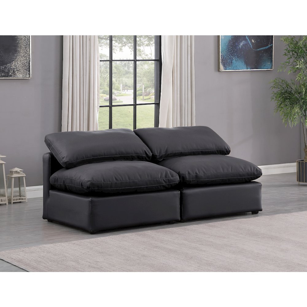 Indulge Black Vegan Leather Modular Sofa