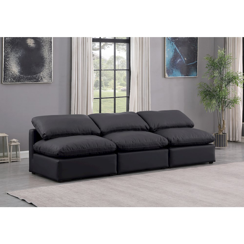 Indulge Black Vegan Leather Modular Sofa