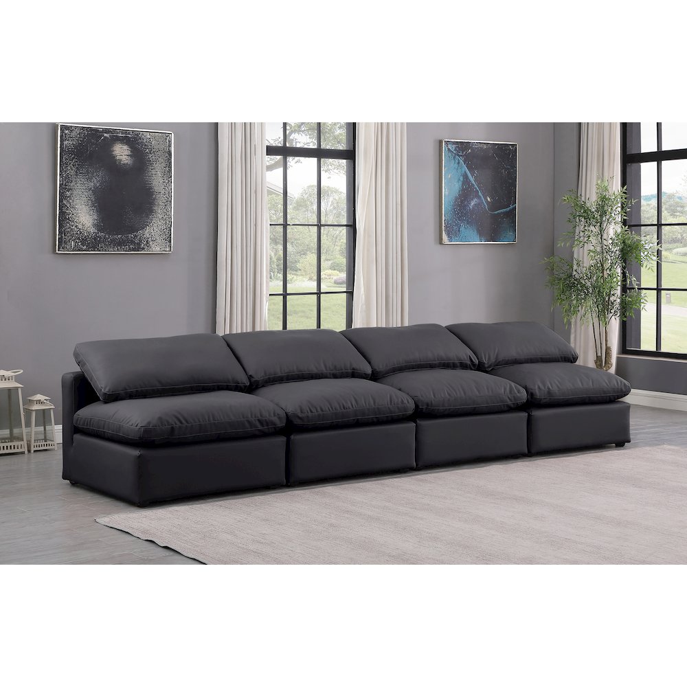 Indulge Black Vegan Leather Modular Sofa