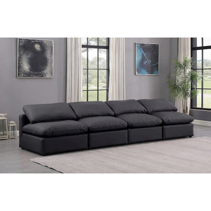 Indulge Black Vegan Leather Modular Sofa