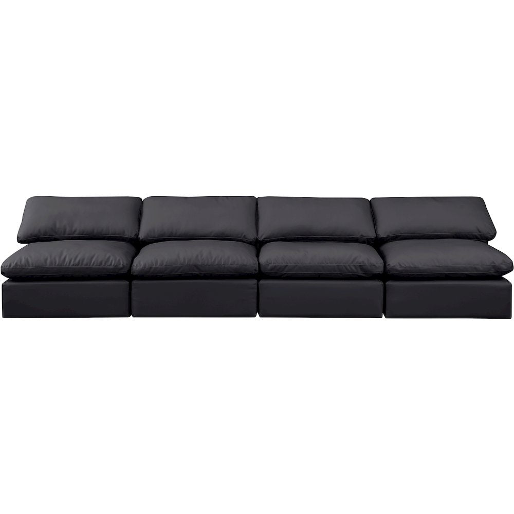 Indulge Black Vegan Leather Modular Sofa